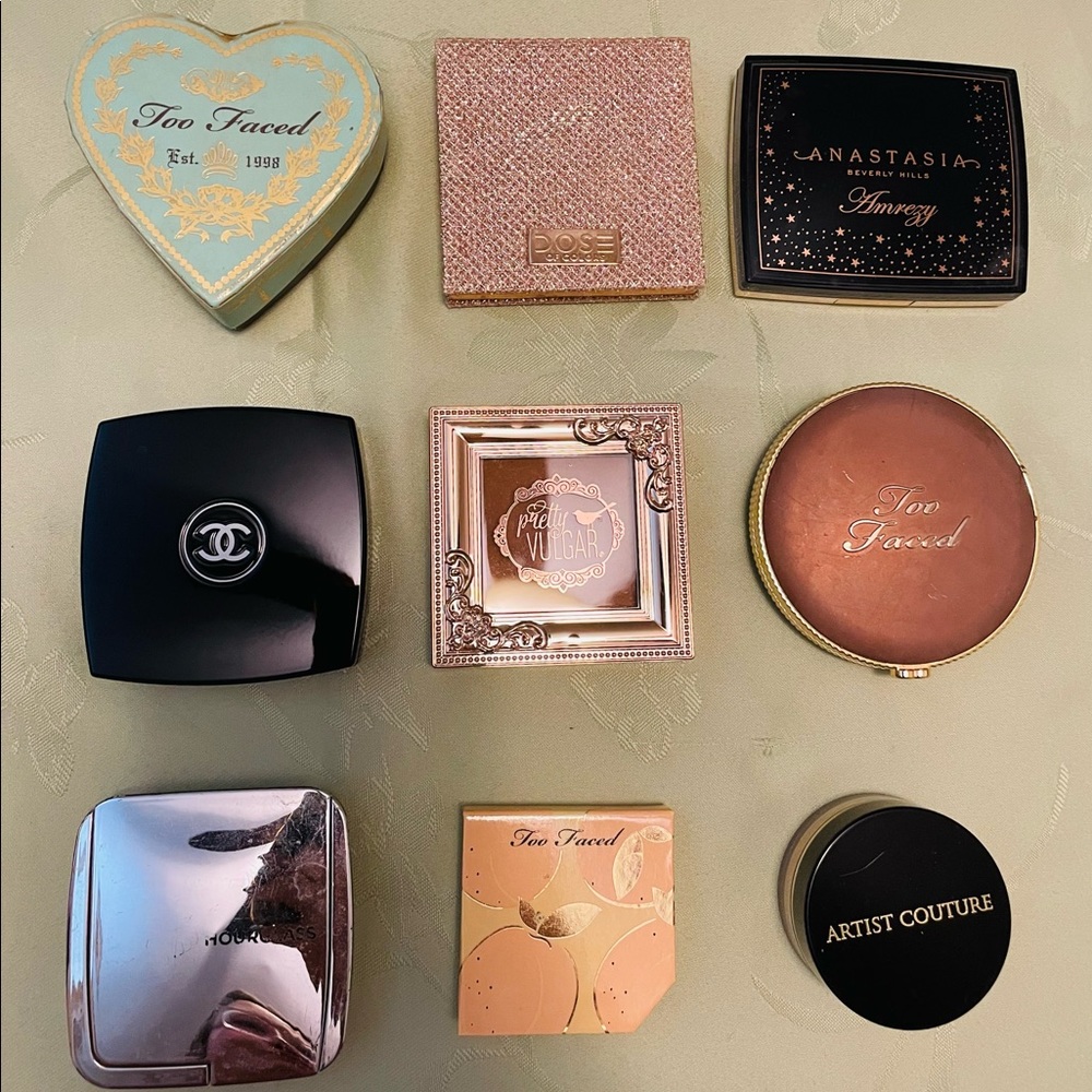 Bronzer & highlighter bundle of TOO FACED, DOSE OF COLORS, ANASTASIA/AMREZY etc